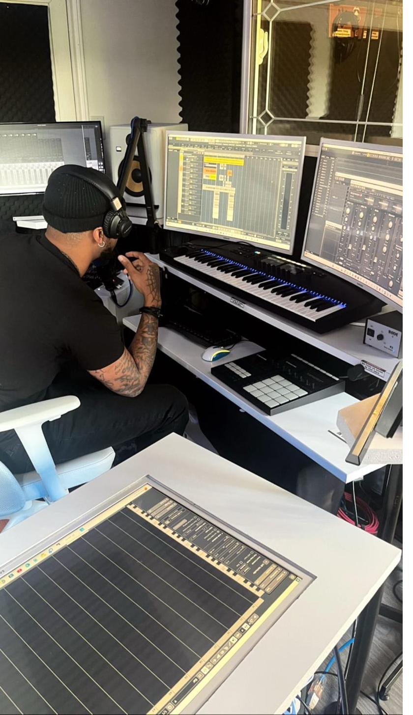 JusChase in the studio
